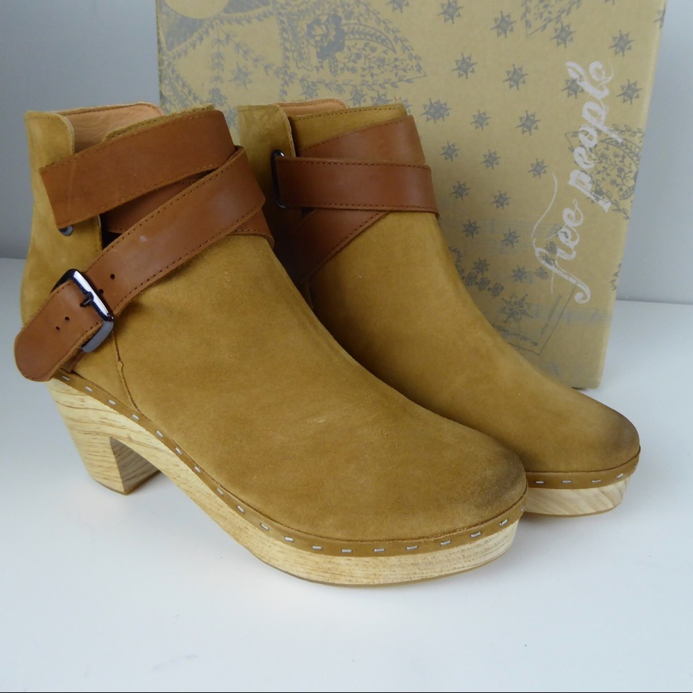 Free People Bungalow Suede Leather Clog Boots NIB